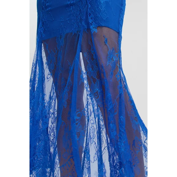 Jupe Mi-longue Tissée à Godets en Dentelle Transparente Petite Taille