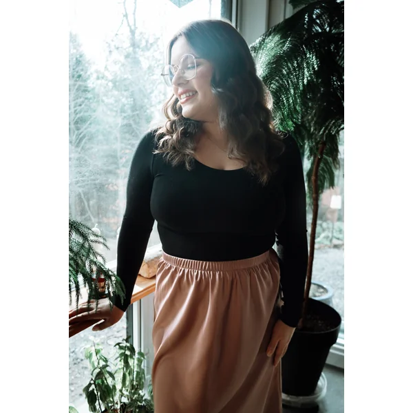 Jupe soyeuse en satin (à taille élastique) - poussière de rose