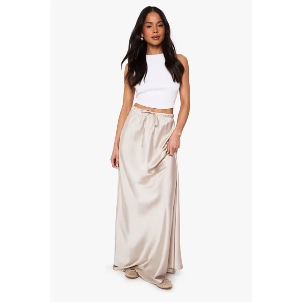 Jupe-culotte maxi en satin à cordon de serrage