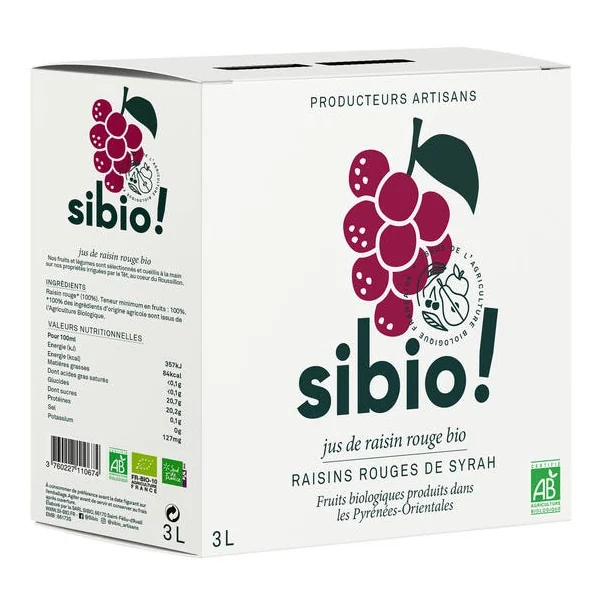Jus de raisin rouge (syrah) - bib 3L