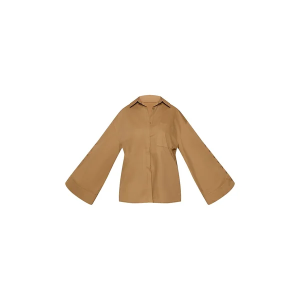 Kaki Chemise Oversize En Coton Avec Détail Boutons Aux Manches