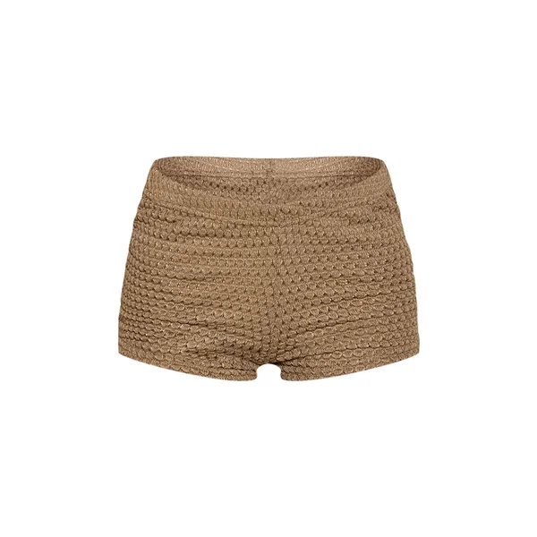 Kaki Ensemble Coordonné Short Taille Basse Texturé
