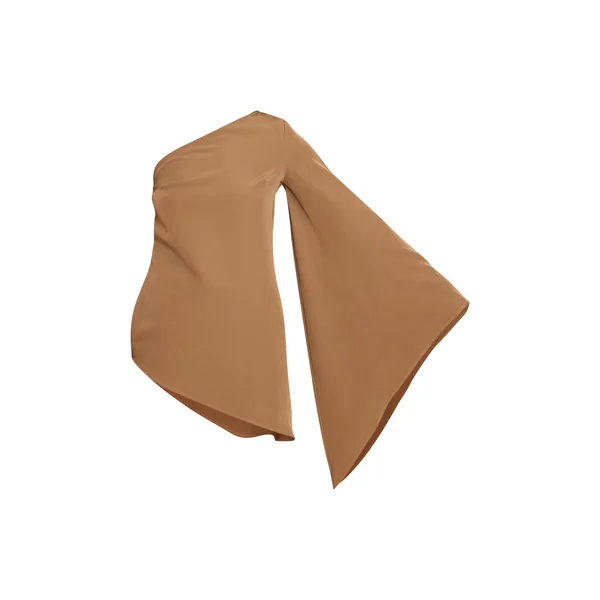Kaki Haut Long Tissé Asymétrique À Manche Évasée