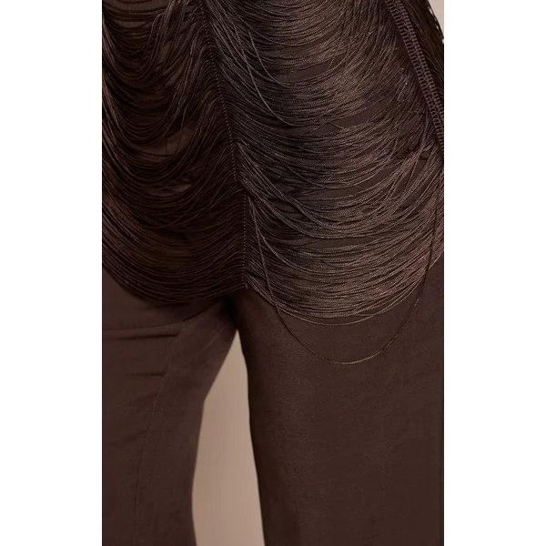 Kaki Pantalon Tailleur Large À Jupe Drapée Ajustée
