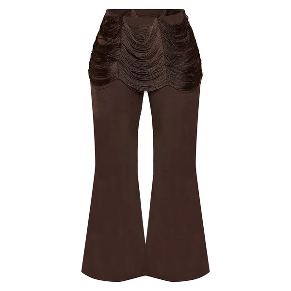 Kaki Pantalon Tailleur Large À Jupe Drapée Ajustée