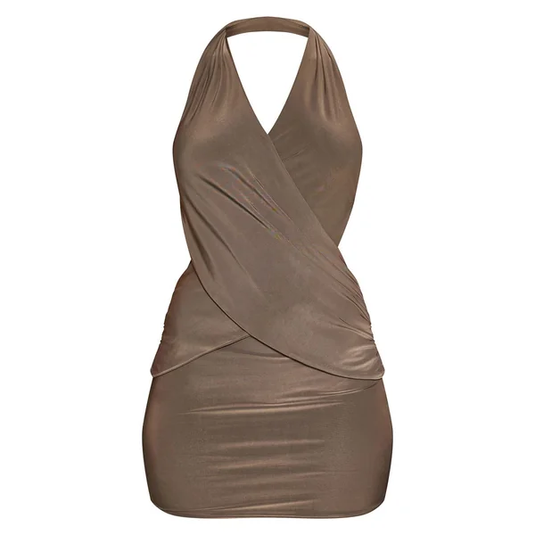 Kaki Robe Mini Moulante À Col Licou Et Drapé Croisé Devant
