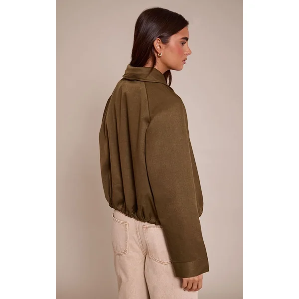 Kaki Veste Bomber Utilitaire À Cordon De Serrage