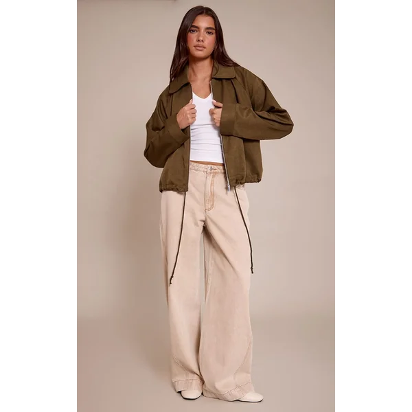 Kaki Veste Bomber Utilitaire À Cordon De Serrage