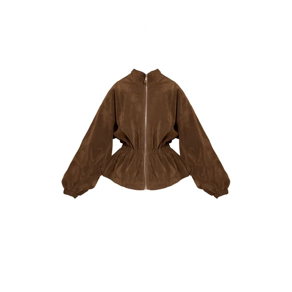 Kaki Veste En Synthétique Cintrée À La Taille