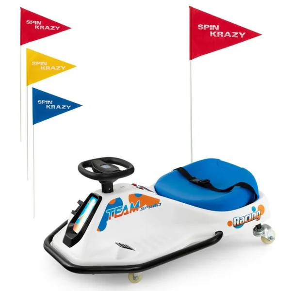 Kart à Dérive Electrique pour Enfants Voiture à Dérive 24V avec Moteur sans Balais de 200W &Vitesse de 3 à 8 km/h pour 3 Ans et Plus Bleu