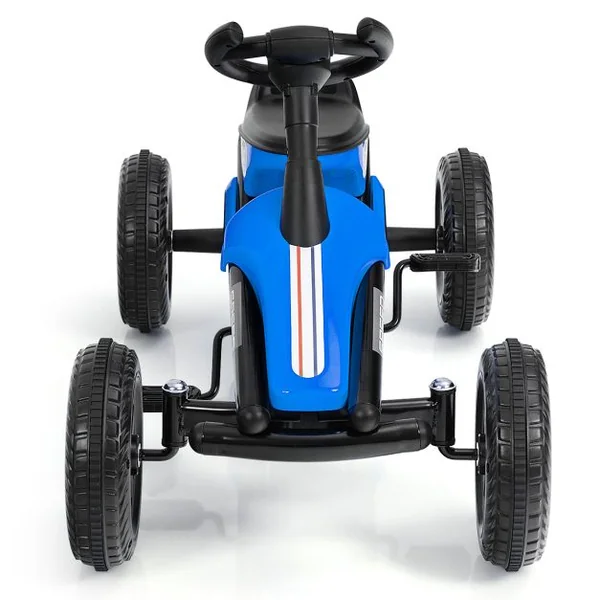 Kart à Pédales Enfants avec Système à Pédalier Vélo et Véhicule Enfants Intérieur Extérieur avec 4 Roues Charge 25KG Bleu