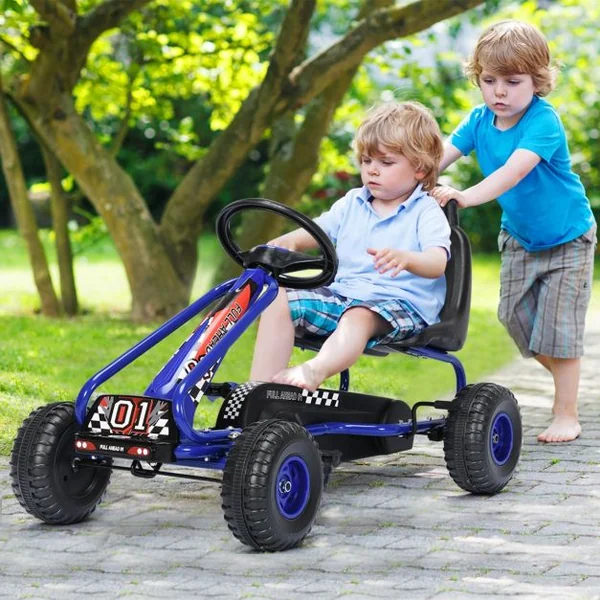 Kart à Pédales Vélo et Véhicule pour Enfants Siège Réglable avec Frein à Main 3-6Ans Bleu/Rouge/Vert/Rose/Orange/Noir