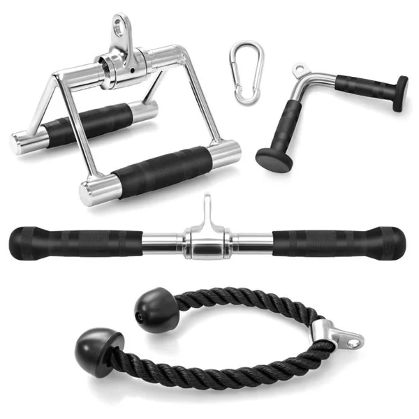 Kit d'Accessoires pour Machine de Musculation à Câble Accessoires de Traction Poignée à Pression en Forme de V Barre Droite Corde Triceps