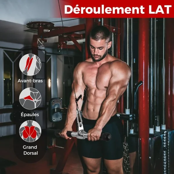 Kit d'Accessoires pour Machine de Musculation à Câble Accessoires de Traction Poignée à Pression en Forme de V Barre Droite Corde Triceps