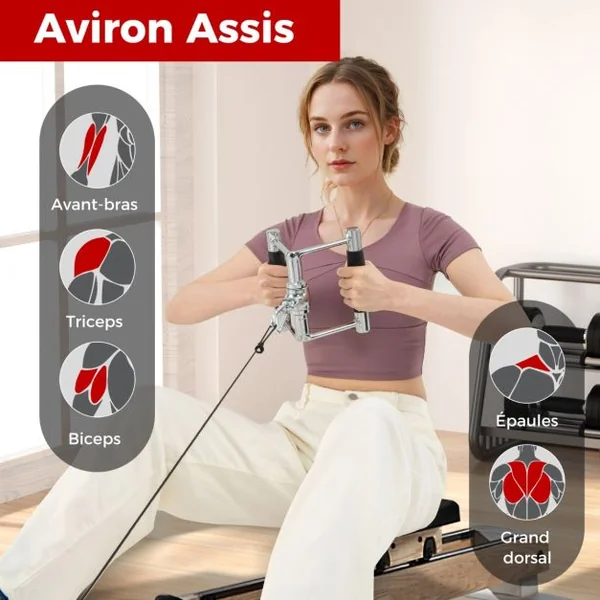 Kit d'Accessoires pour Machine de Musculation à Câble Accessoires de Traction Poignée à Pression en Forme de V Barre Droite Corde Triceps