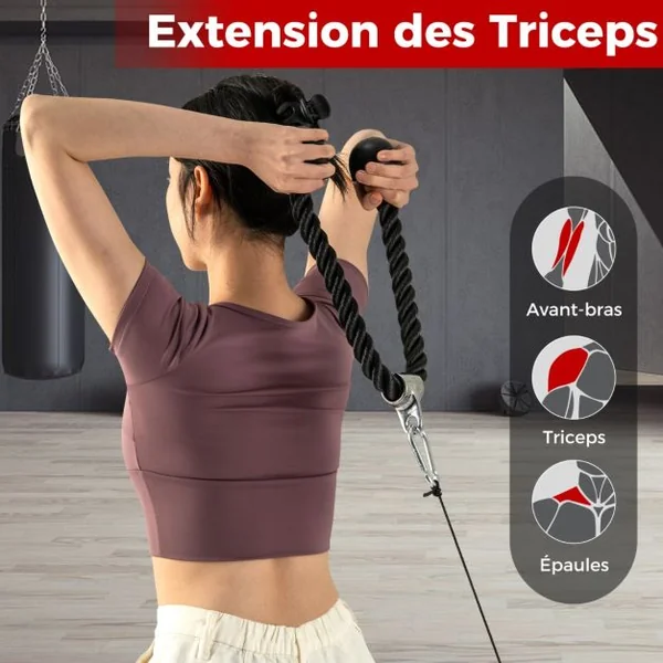Kit d'Accessoires pour Machine de Musculation à Câble Accessoires de Traction Poignée à Pression en Forme de V Corde Triceps Poignée
