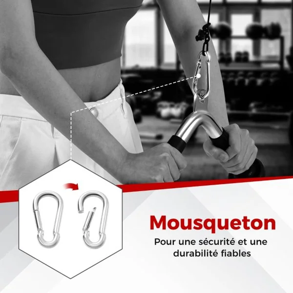 Kit d'Accessoires pour Machine de Musculation à Câble Accessoires de Traction Poignée à Pression en Forme de V Corde Triceps Poignée