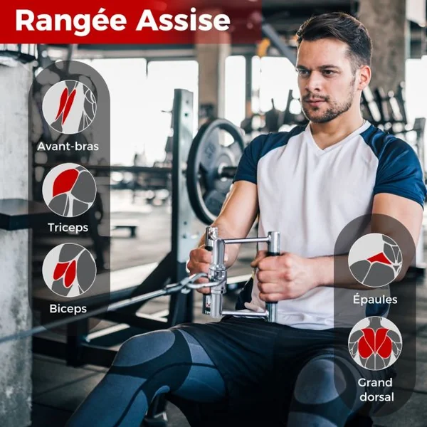 Kit d'Accessoires pour Machine de Musculation à Câble Accessoires de Traction Poignée à Pression en Forme de V Corde Triceps Poignée