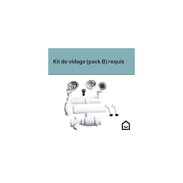 Kit de vidage B manuel évier avec panier acier inoxydable 1,5 ou 2 bacs