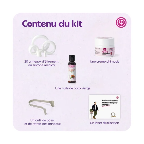 Kit Phimosis - Anneaux + huile + crème