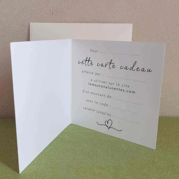 La jolie Carte Cadeau en papier - Le Mouton à Lunettes
