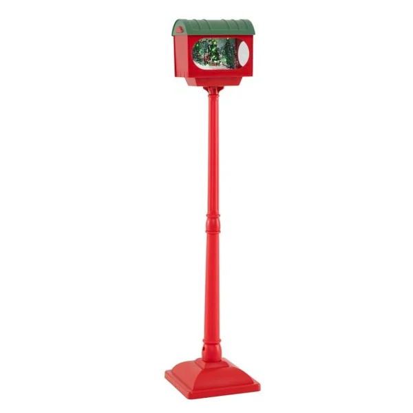 Lampadaire Musical de Noël de 150 cm Lampadaire avec Lanterne Boule de Neige avec Sapin de Noël Père Noël Soldat et Boîtes Rouge