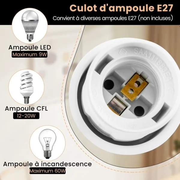 Lampadaire sur Pied de 146 cm Lampe avec Abat-Jour et Interrupteur au Pied Lampe avec Base Lestée Culot E27 pour Salon Chambre Bureau