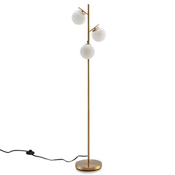 Lampadaire à 3 Globes Lampe sur Pied Moderne avec Interrupteur à Pied Pratique 3 Culots d'Ampoule E27 Poteau en Métal Robuste