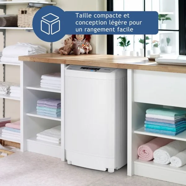 Lave-Linges Machine à Laver Automatique avec 10 Programmes Affichage LED Capacité de Lavage 4,5 KG Economie d'eau et d'Energie 50 x 50 x 85 CM Gris