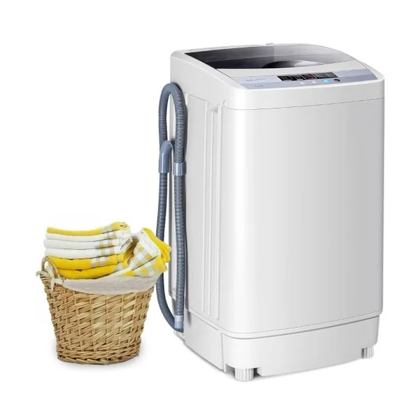 Lave-Linges Machine à Laver Automatique avec 10 Programmes Affichage LED Capacité de Lavage 4,5 KG Economie d'eau et d'Energie 50 x 50 x 85 CM Gris