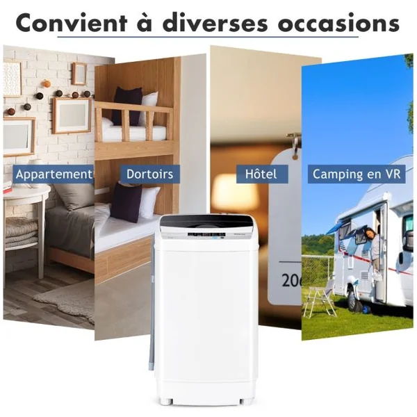 Lave-Linges Machine à Laver Automatique avec 10 Programmes Affichage LED Capacité de Lavage 4,5 KG Economie d'eau et d'Energie 50 x 50 x 85 CM Gris