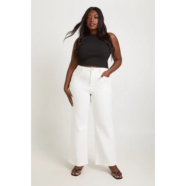 Le Jean Taille Haute Coupe Droite Grande Taille