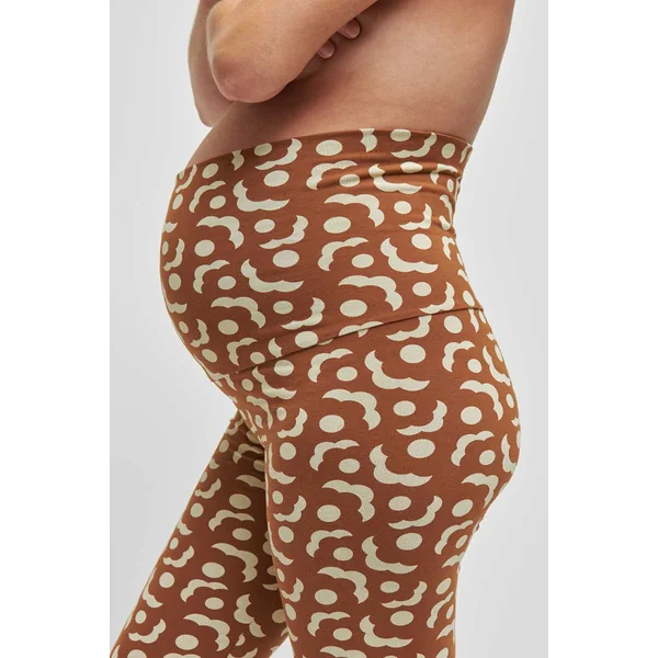 Legging de grossesse camel imprimé fleurs géométriques