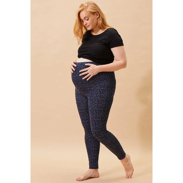 Legging de grossesse en coton bio léopard - Bleu