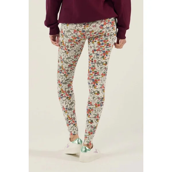 Legging de grossesse fleuri en coton bio – confort et douceur pour femme enceinte