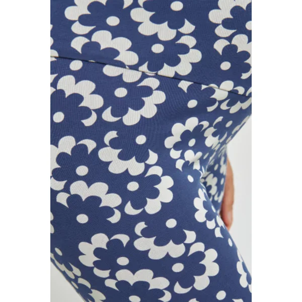 Legging de grossesse à fleurs vintage en coton bio – Taille haute confortable