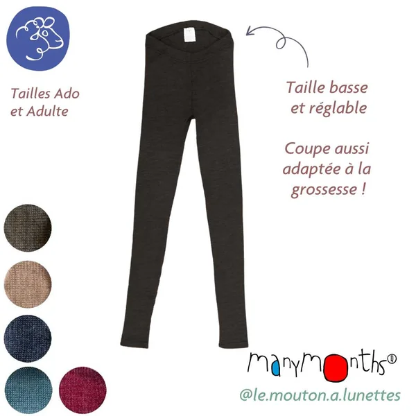 Leggings en laine mérinos pour femme et ado MaM - Coloris 2024