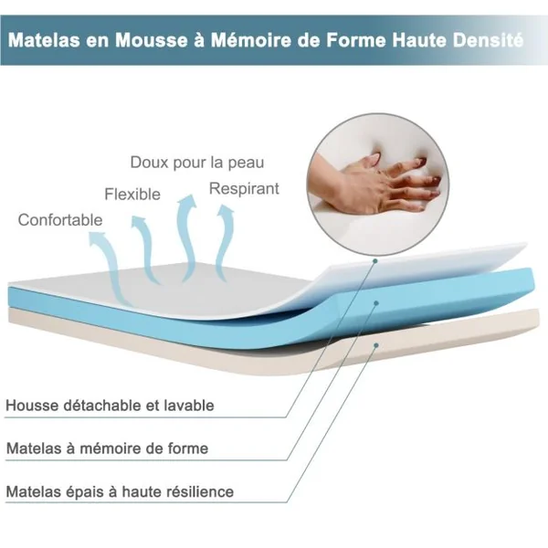 Lit d’Appoint Pliable 80 x 190 CM Lit Pliant sur Roulettes Matelas en Mousse 10 CM 1 Personne Charge de 120 KG