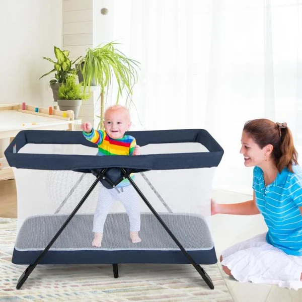 Lit de Voyage Portable Centre de Nursery Pliable Multifonctionnel avec Matelas Confortable et Housse de Matelas Lavable Parc de Jeu pour Bébé Voyageur