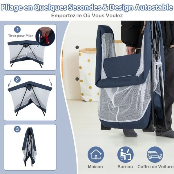 Lit de Voyage Portable Centre de Nursery Pliable Multifonctionnel avec Matelas Confortable et Housse de Matelas Lavable Parc de Jeu pour Bébé Voyageur