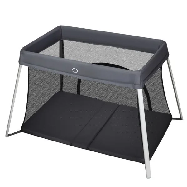 Lit Parapluie pour Bébé 1-3ans avec Matelas Souple et Lavable Parc Pliable Fermeture Eclair Sac de Transport Argent