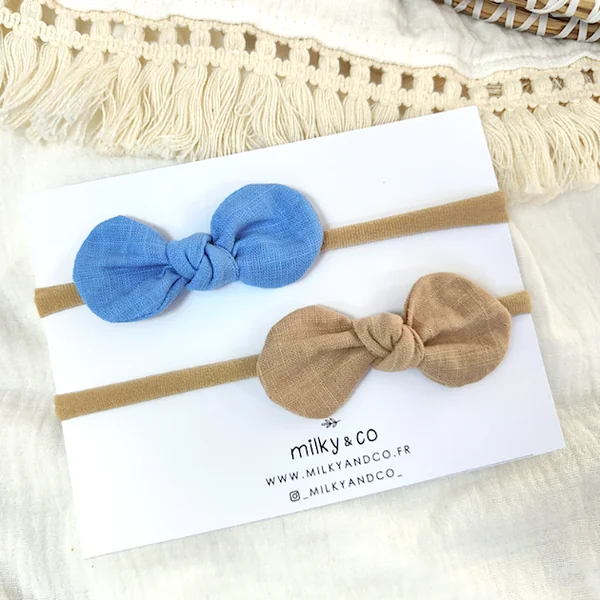Lot de 2 bandeaux taupe bleu