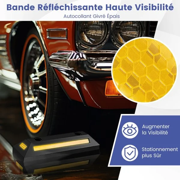 Lot de 2 Butées de Roue pour Stationnement de Véhicule Caoutchouc Durable et Robuste pour Pneus de Voiture Camion Camionnettes pour Garage Jaune