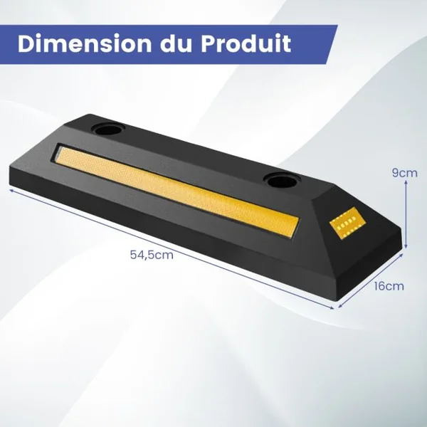 Lot de 2 Butées de Roue pour Stationnement de Véhicule Caoutchouc Durable et Robuste pour Pneus de Voiture Camion Camionnettes pour Garage Jaune