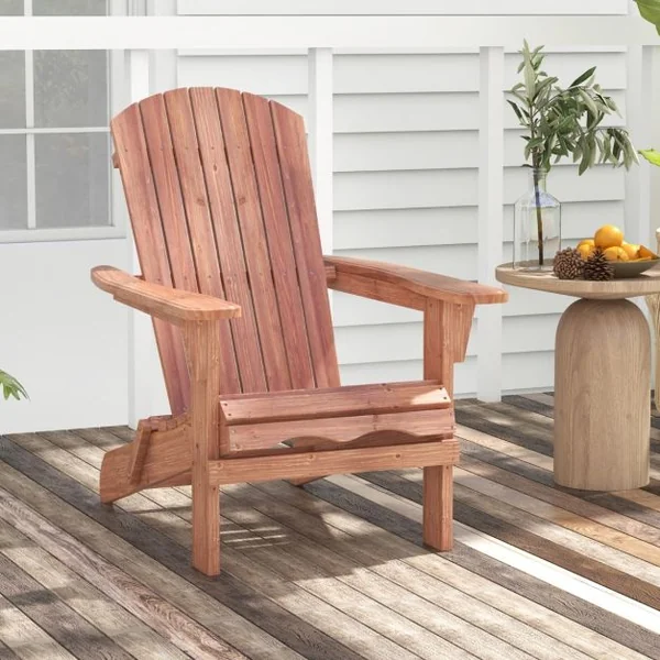 Lot de 2 Chaises Adirondack Pliantes Chaise Longue Pliante en Bois Dossier Haut Accoudoirs Larges Capacité 180 Kg Marron