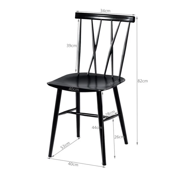 Lot de 2 Chaises de Salle à Manger En Métal Lot de 2 Chaises de Cuisine Modernes avec Haut Dossier et Siège Incurvé Embouts Antidérapants Noir