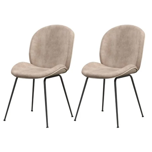 Lot de 2 Chaises de Salle à Manger en Velours avec Base en Métal Chaise de Loisirs Rembourrée Moderne Chaise d’Appoint pour Chambre Café