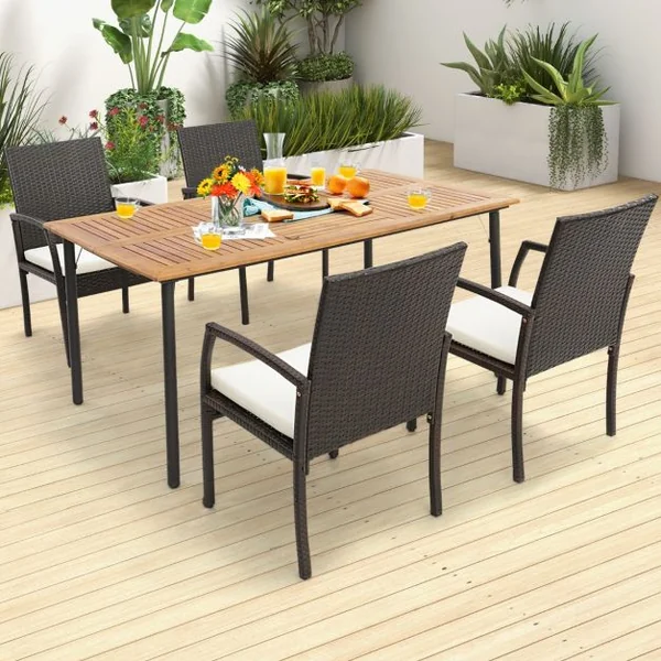 Lot de 2 Chaises de Terrasse en Osier Chaises d'Extérieur en Rotin PE avec Coussin doux à Fermeture Éclair Fauteuils en Rotin pour Jardin