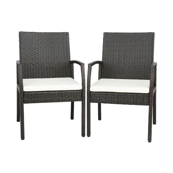 Lot de 2 Chaises de Terrasse en Osier Chaises d'Extérieur en Rotin PE avec Coussin doux à Fermeture Éclair Fauteuils en Rotin pour Jardin
