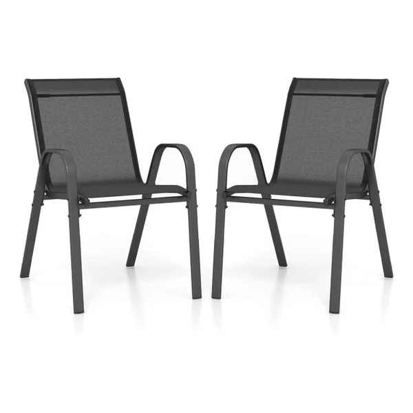 Lot de 2 Chaises empliables Tissu Respirant et Structure Antirouille Charge Max 120kg pour Jardin Terrasse Bleu/Marron/Noir/Gris